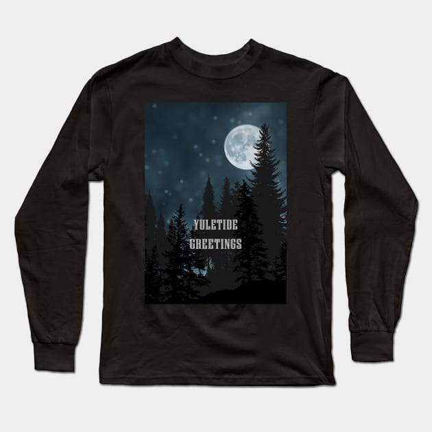 Yuletide Greetings - Yule Moon Long Sleeve T-Shirt by AmyHuntPhotos